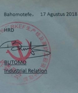 Perusahaan Nixel PT. Wangxiang Gunakan Stempel Berlogo Palu Arit Perusahaan Nixel PT. Wangxiang Gunakan Stempel Berlogo Palu Arit