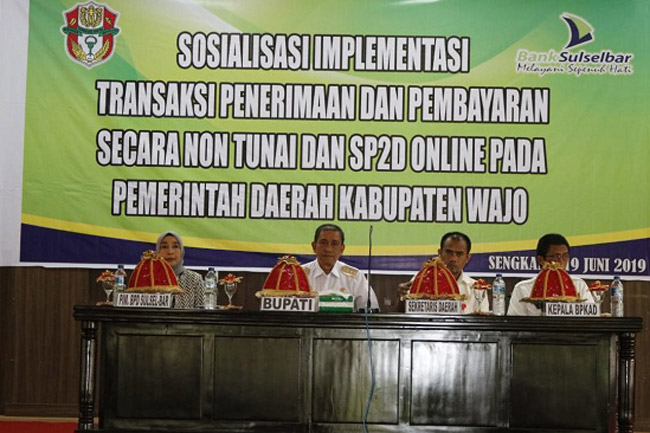 Transaksi Non Tunai Dan SP2D Online Pemkab Wajo di Bank Sulselbar